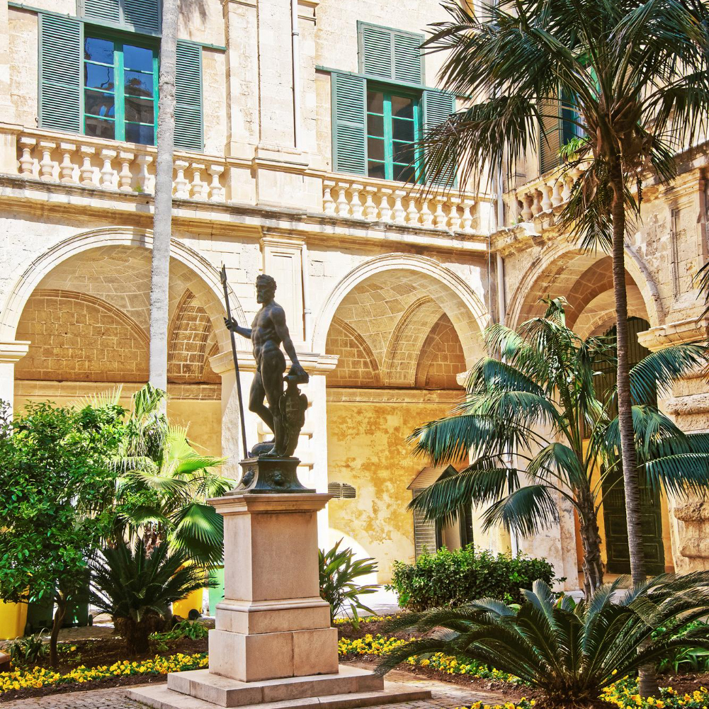 neptune statue courtyard grandmaster palace valletta malta