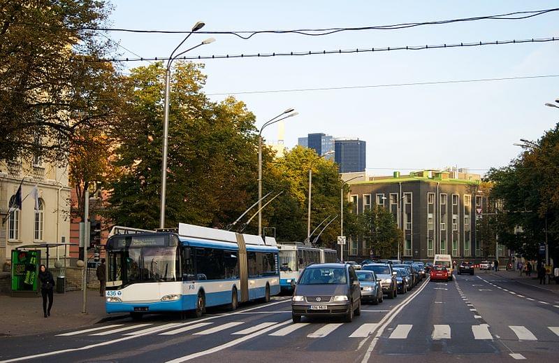 new and old trolley bus in tallinn