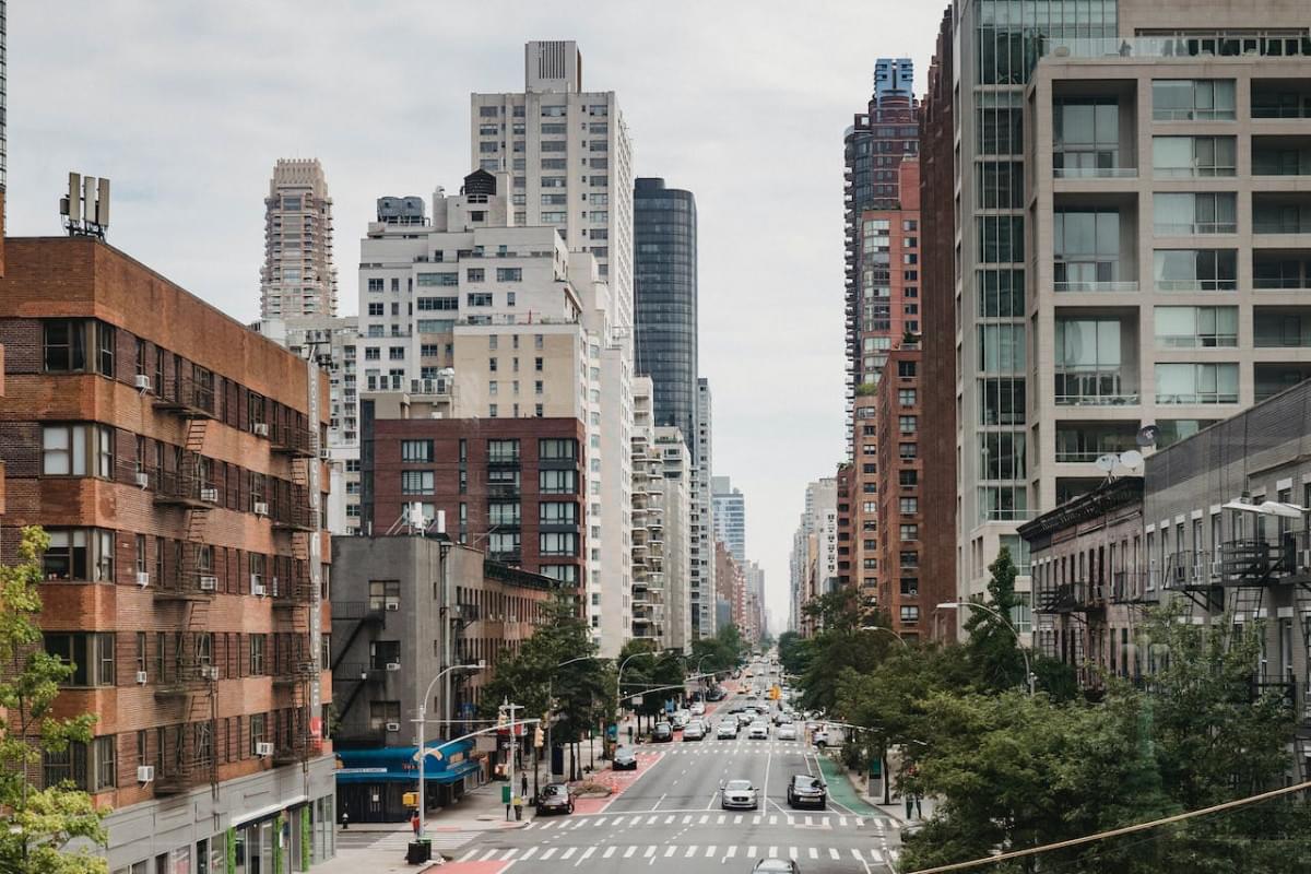 new york city district with modern skyscrapers 1