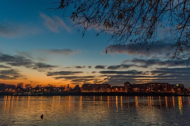 tramonto su novi sad, serbia