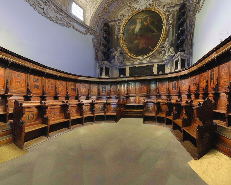 Interno della Chiesa di Santa Teresa con le sue cappelle e decorazioni sacre.