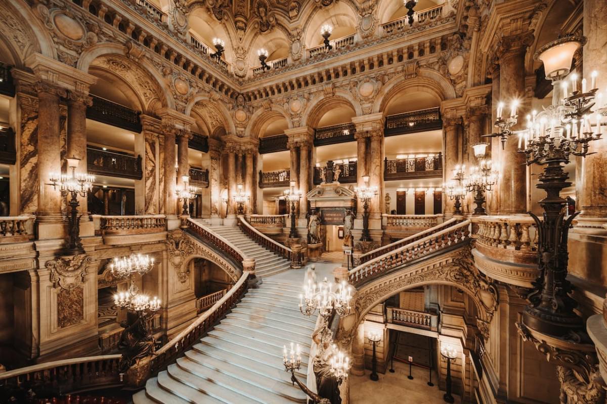 ornamented interior of opera garnier in paris