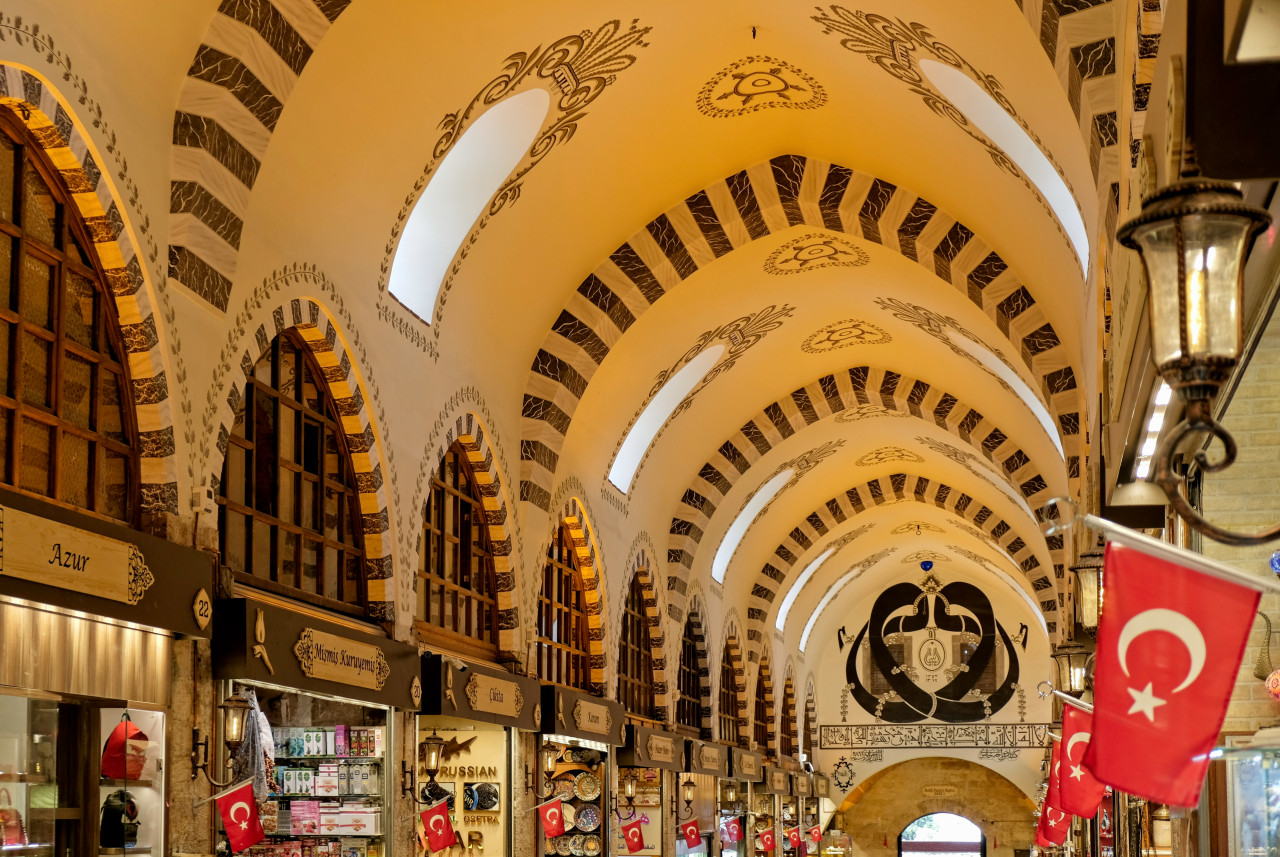 ornate ceiling spice bazaar istanbul turkey