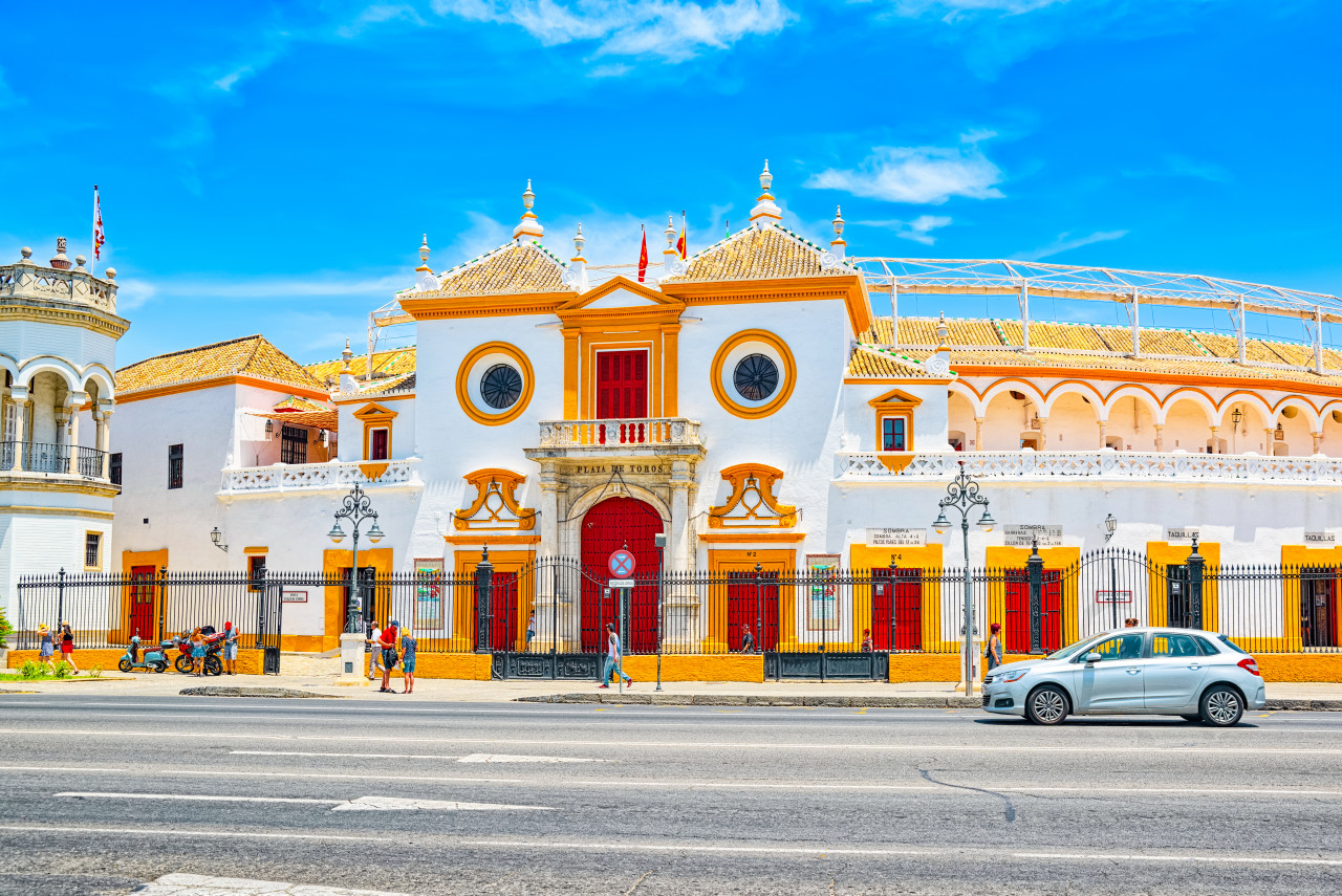 outdoor view arena square bulls royal maestranza cavalry seville