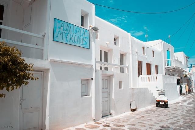 panorama grecia isola mykonos case