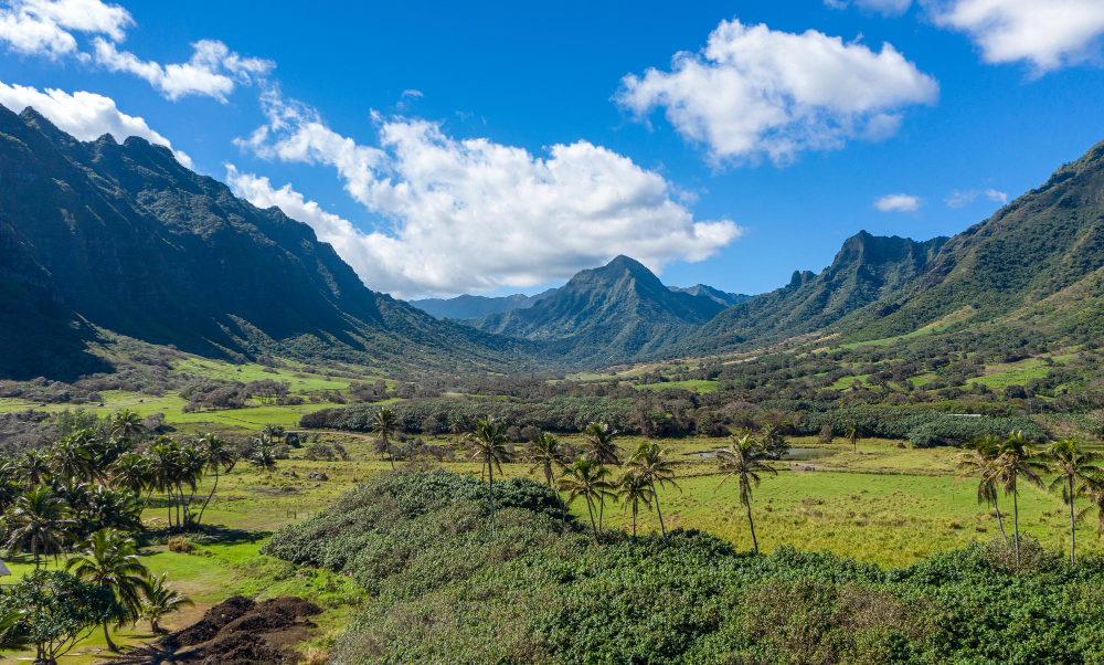 panorama kualoa ka awa valley near kaneohe oahu used jurassic films