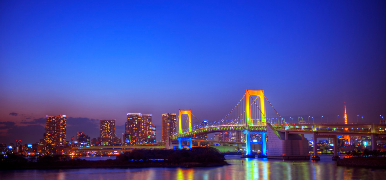 panorama rainbow bridge tokyo