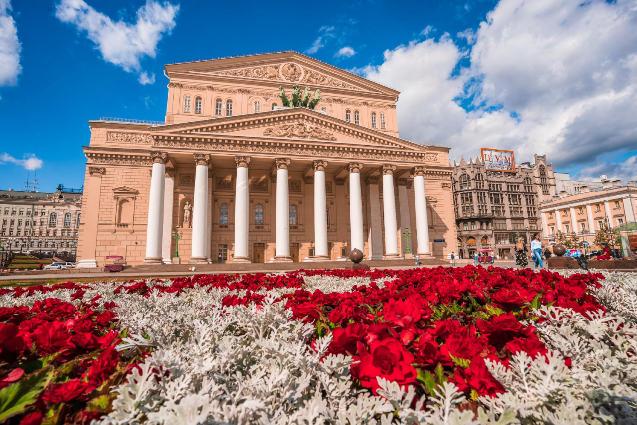 panorama square front bolshoibig theater moscow russia postcard view