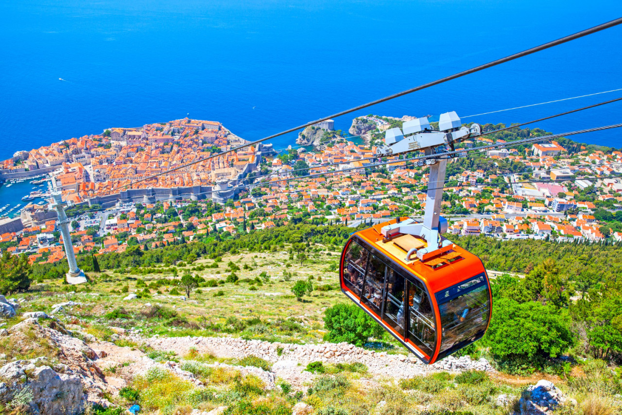 panoramic view dubrovnik with cable way croatia