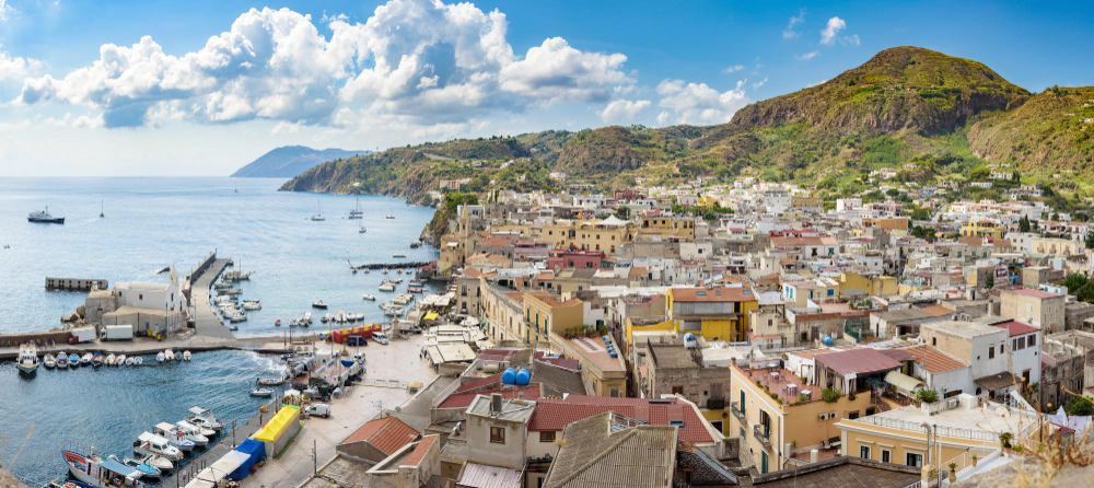 panoramic view lipari town