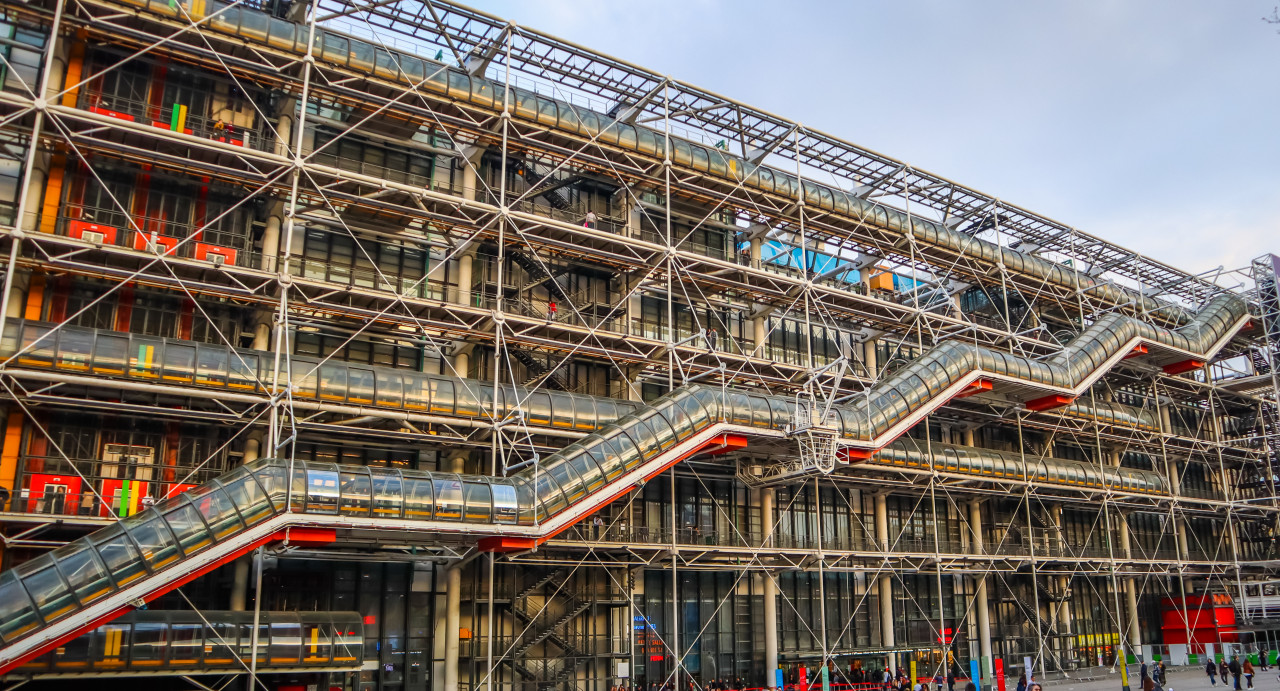 paris france april facade center georges pompidou spring