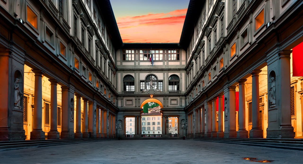 piazzale degli uffizi florence sunrise italy