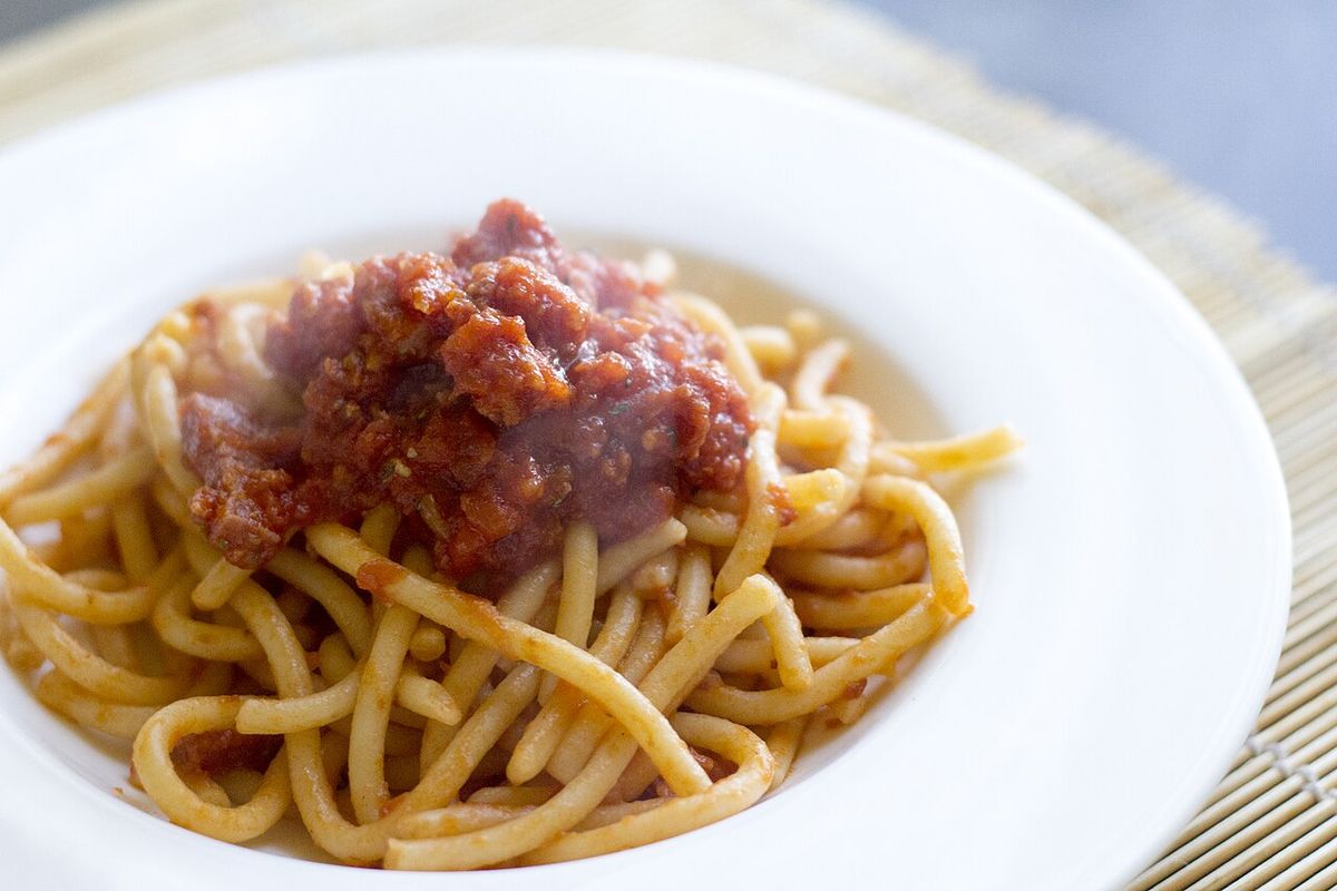 pici all aglione o ragu cinghiale - foto di luca nebuloni