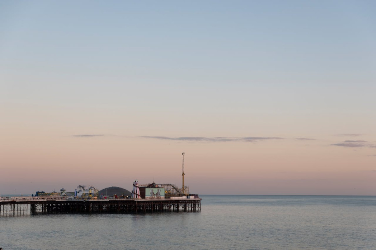pier under blue sky