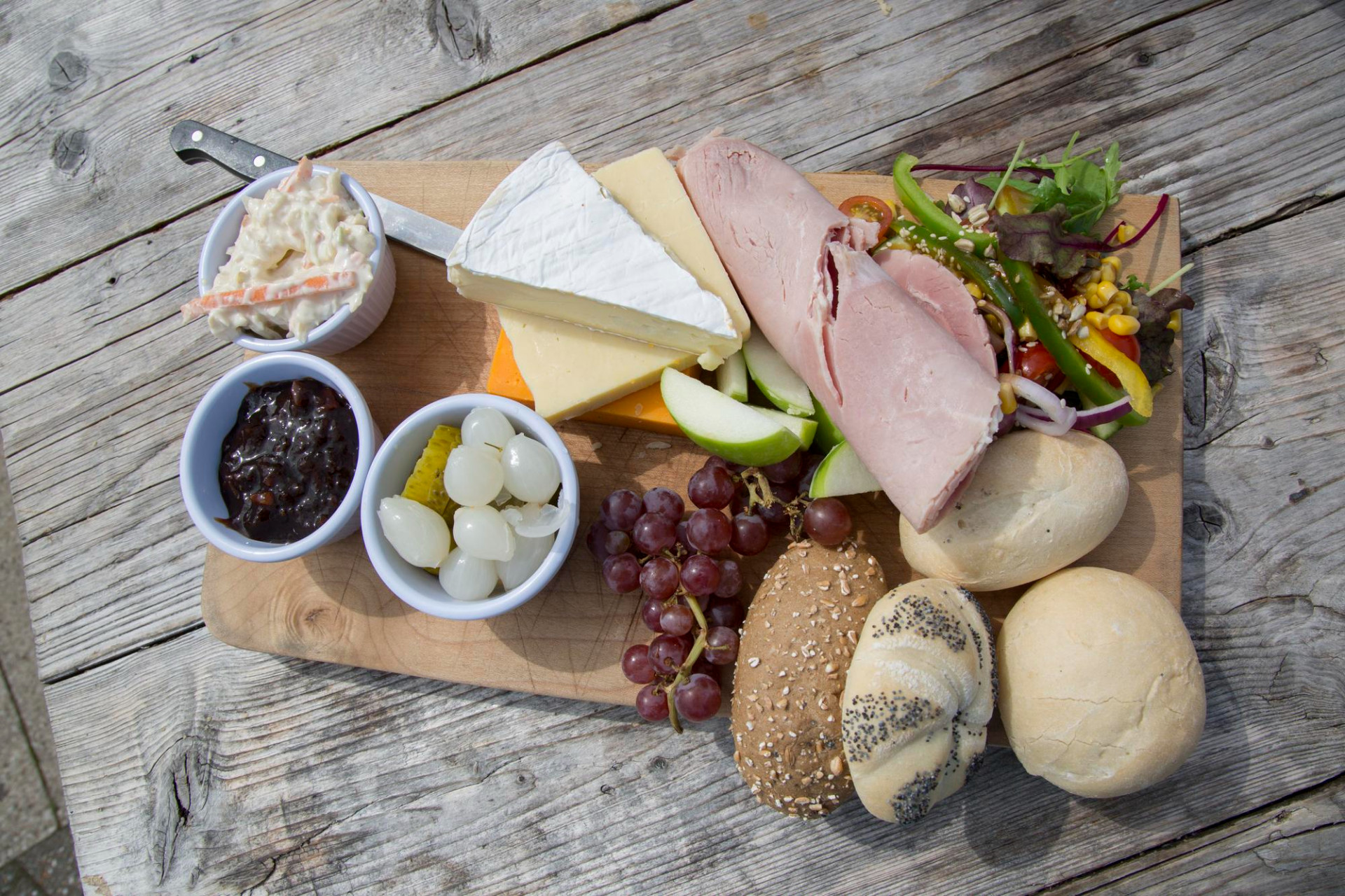 ploughmans lunch on table