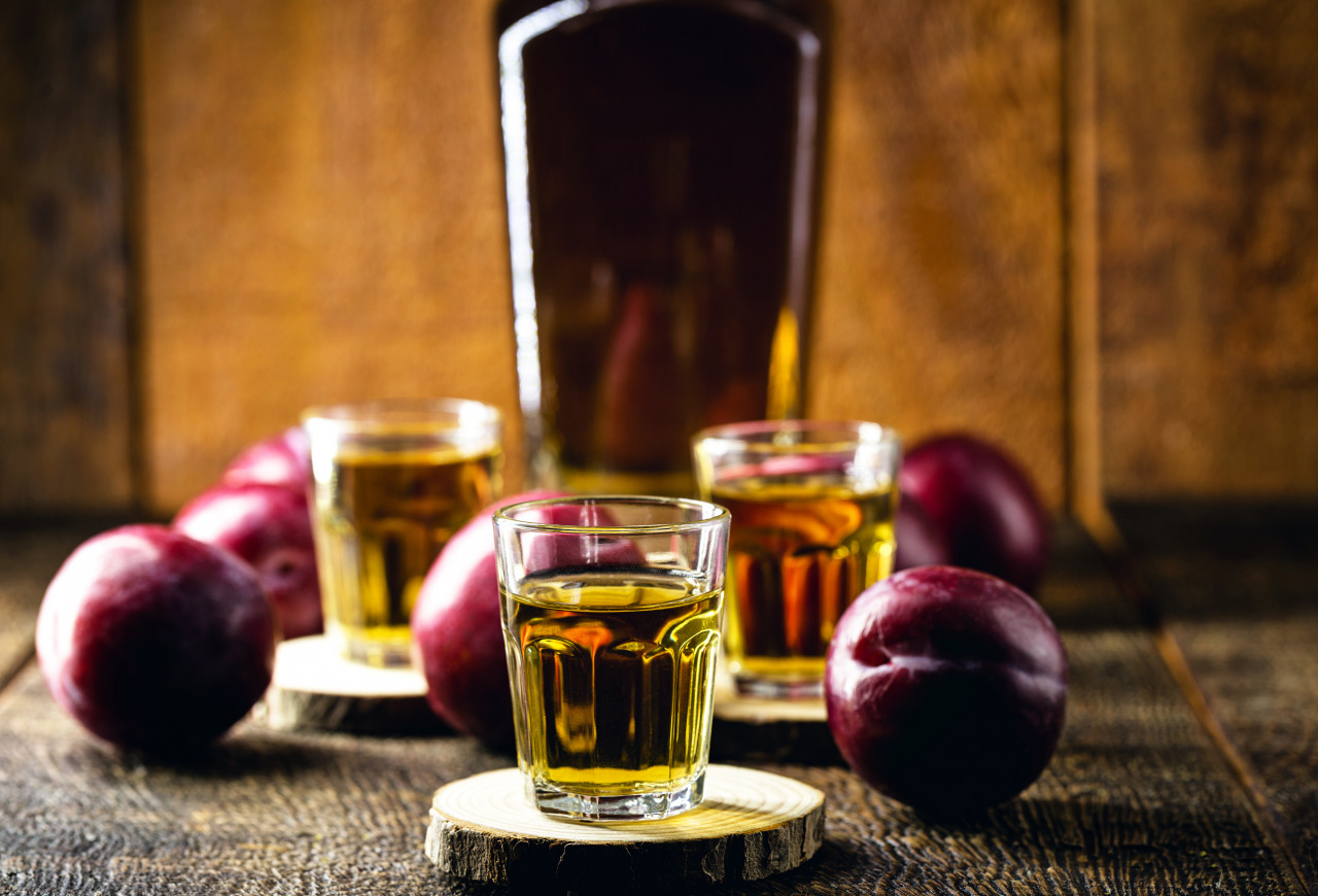 plum liqueur alcoholic drink with traditional plum from middle east asia