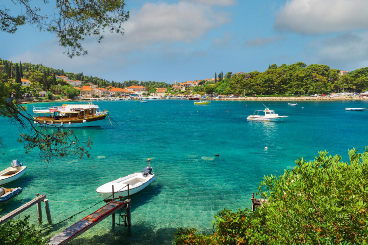 popular touristic resort cavtat town near dubrovnik croatia with turquoise water bay summer vacation