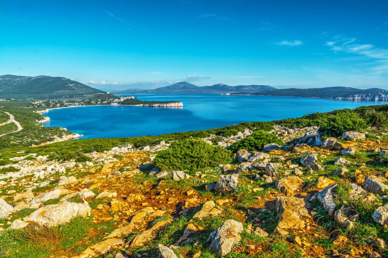 porto conte bay blue sky italy