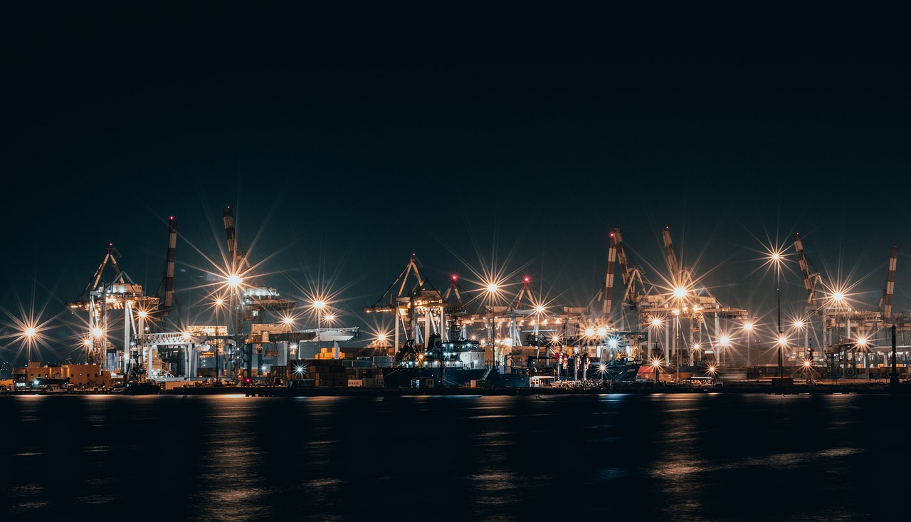 porto di haifa notte luci mare