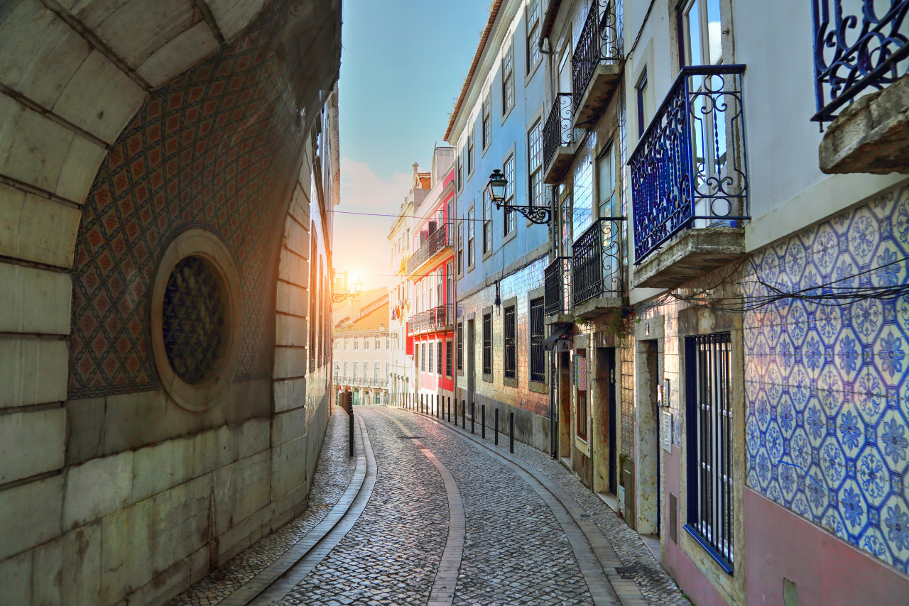 portugal architecture colorful streets lisbon close historic center