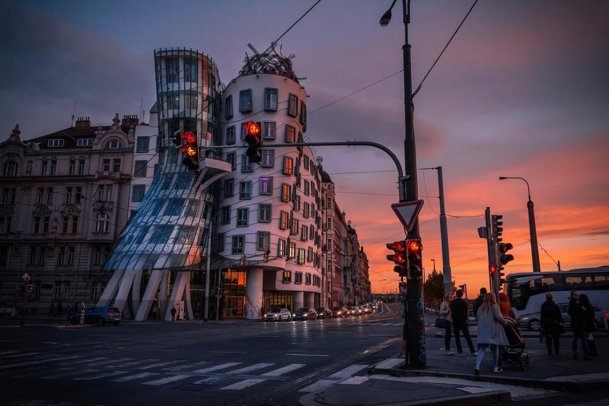 praga paesaggio urbano tramonto