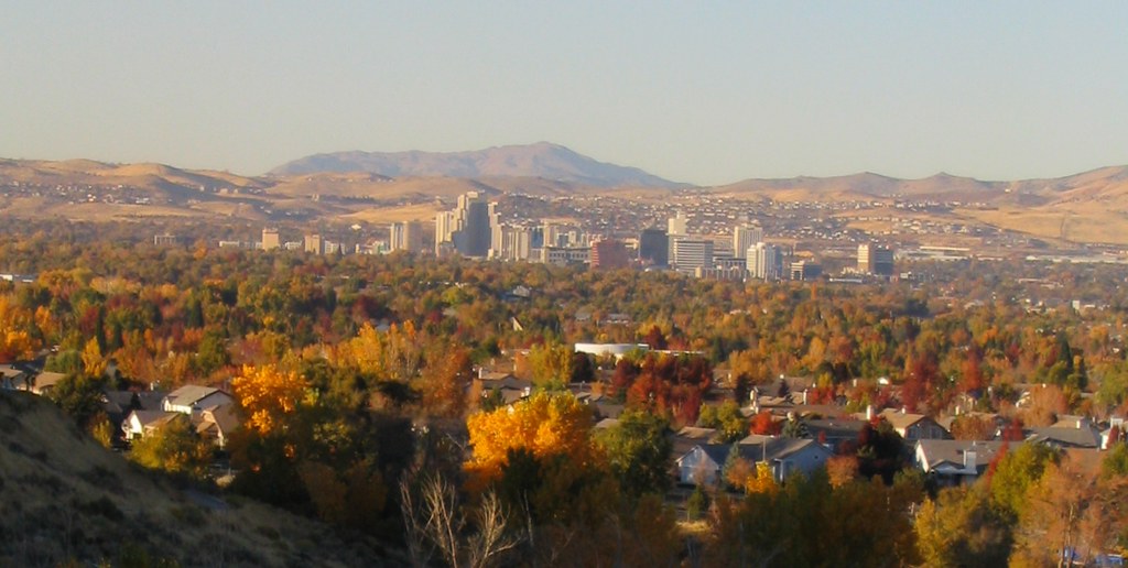 reno nevada from windy hill in autumn