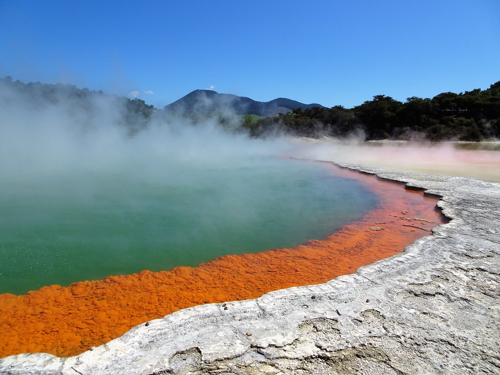 rotorua the colourful champagne lake with its sulphurous waters the la