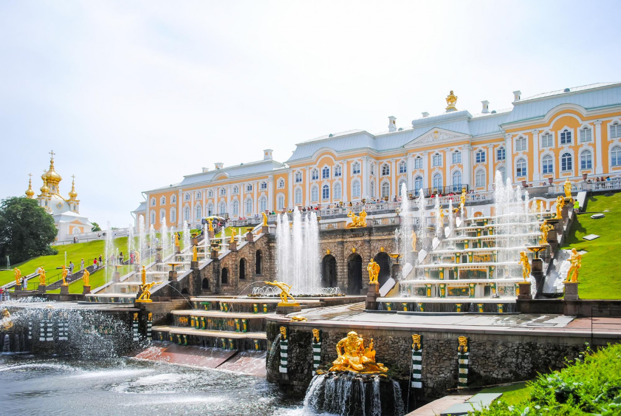 russia saintpeterburg peterhof received visitors after restoration many exhibits