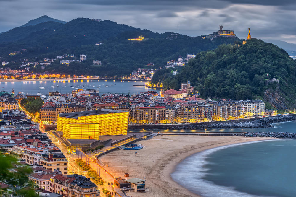 san sebastian northern spain with iconic kursaal dusk