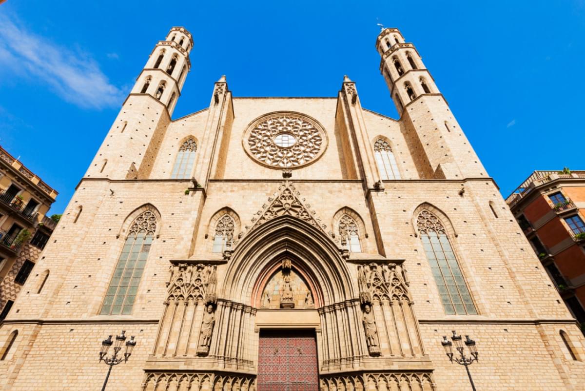 santa maria del mar saint mary sea is church ribera district barcelona spain