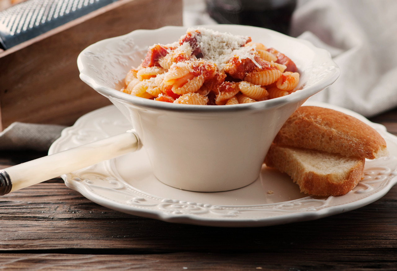 sardinian traditional pasta malloreddus with sausage