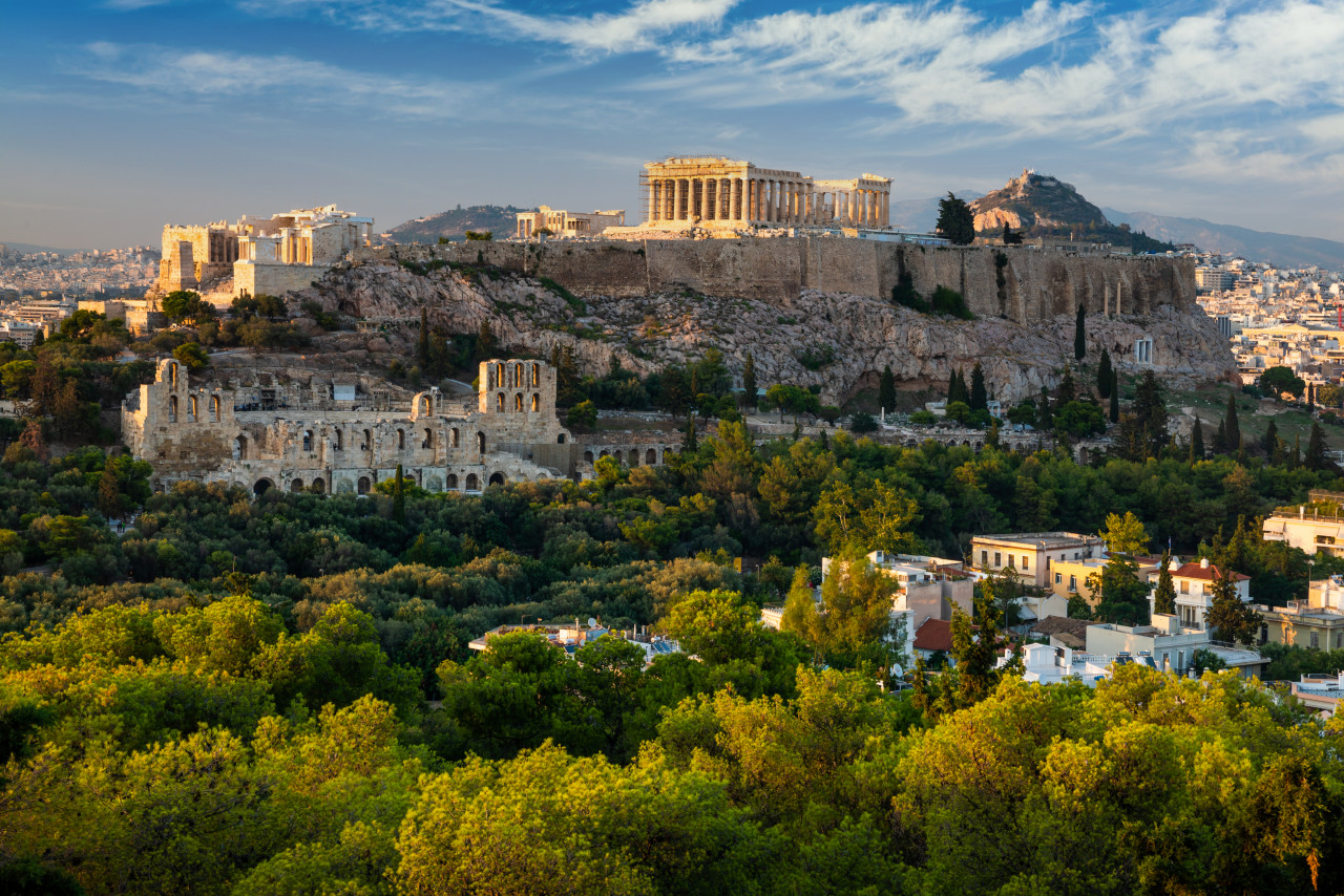 scenic panoramic view acropolis athens greece sunrise