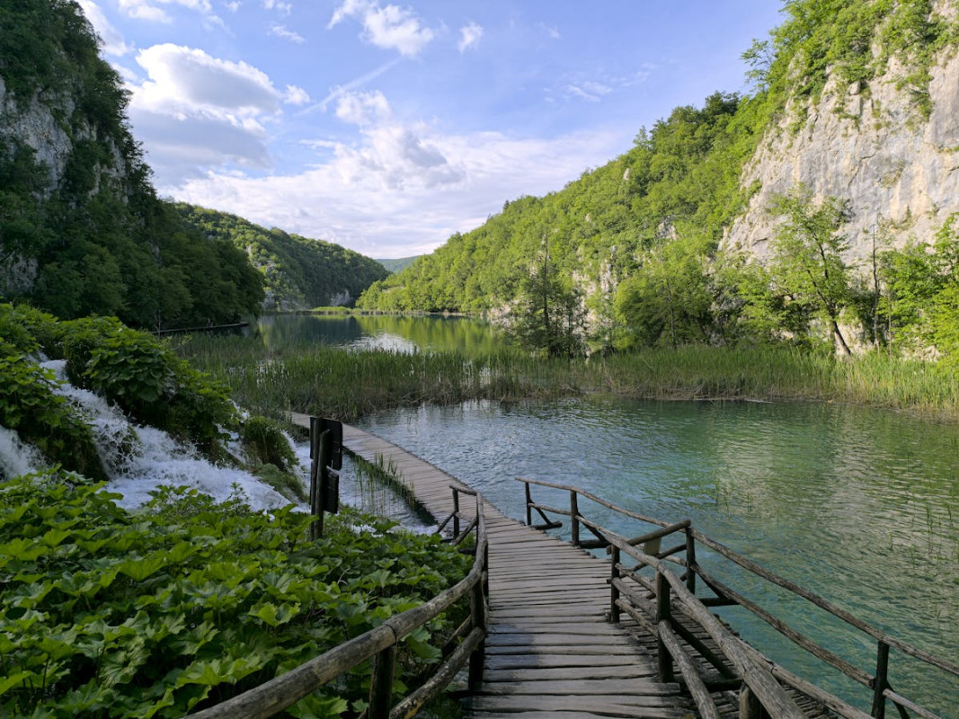 scenic plitvice lakes national park wooden pathway