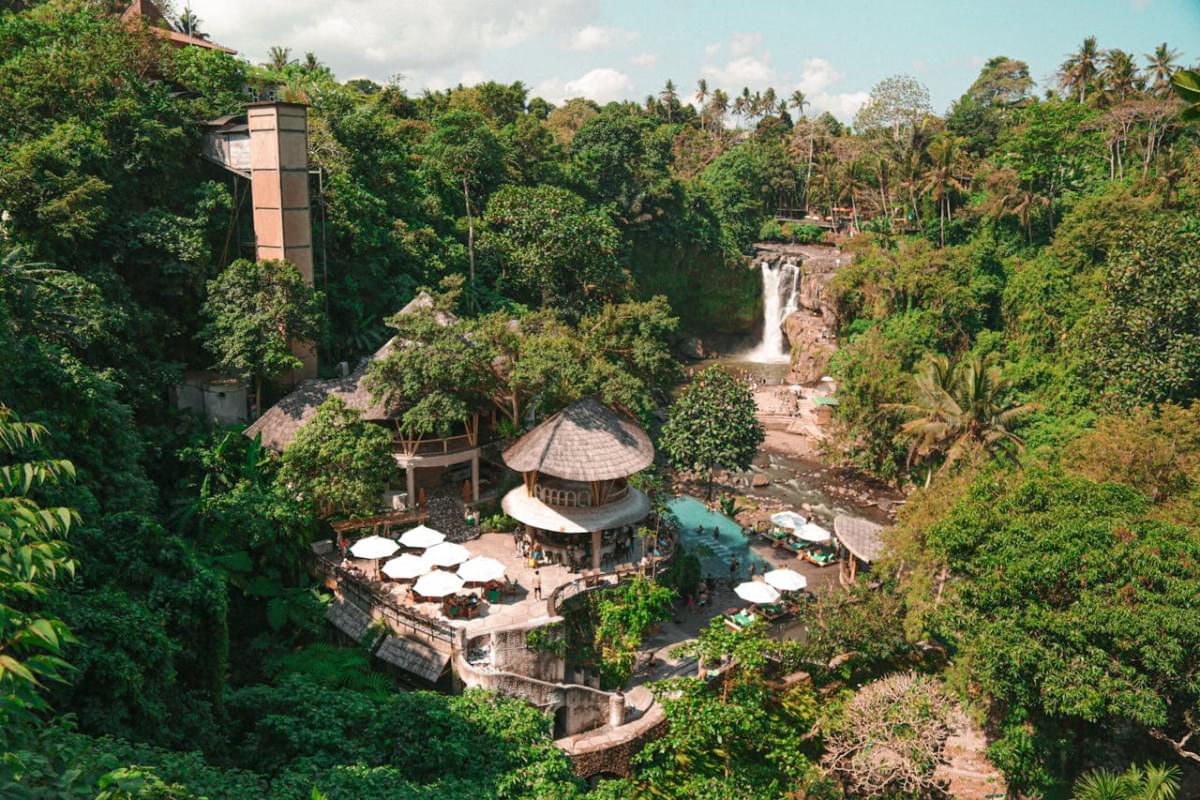 scenic resort at tegenungan waterfall in ubud bali