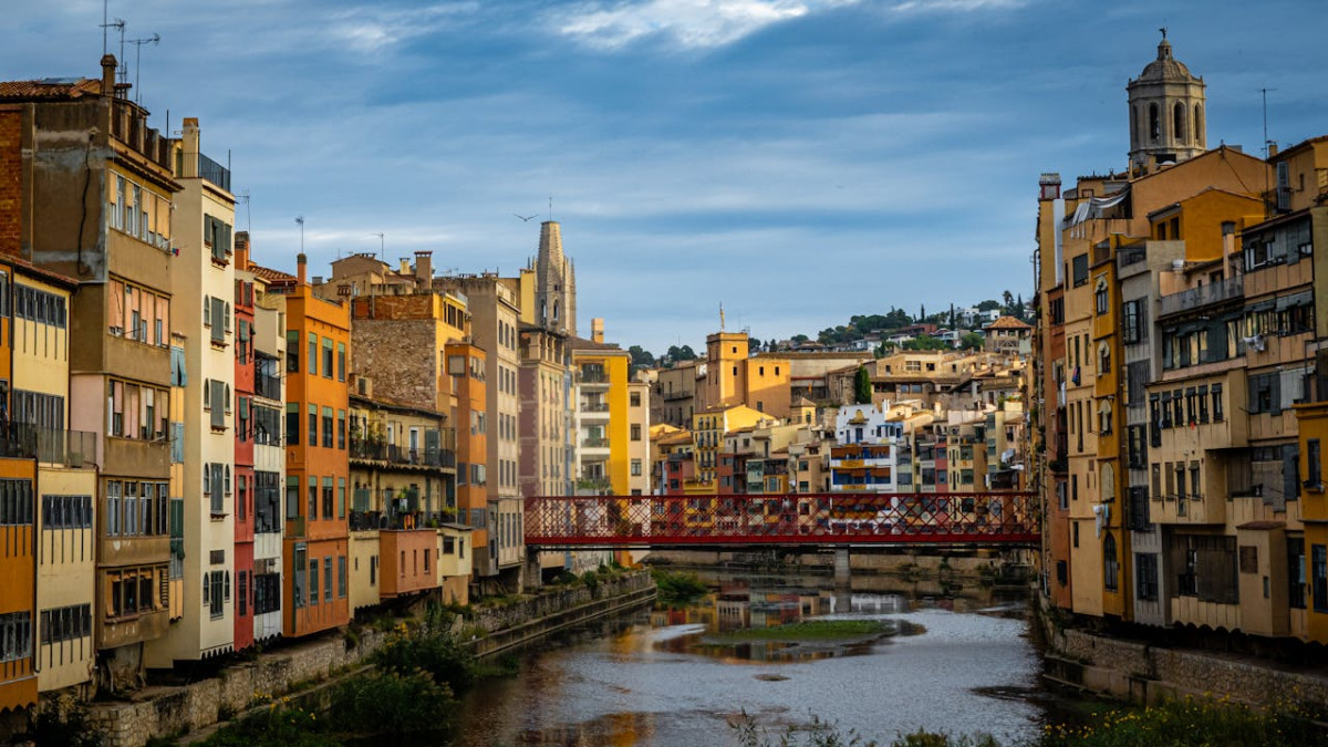 scenic view of colorful buildings in girona spain