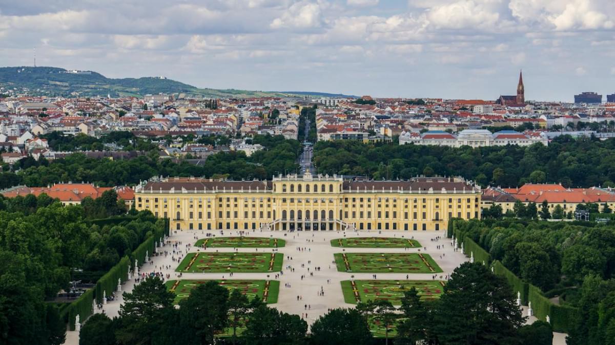 schonbrunn palace in drone shot 5