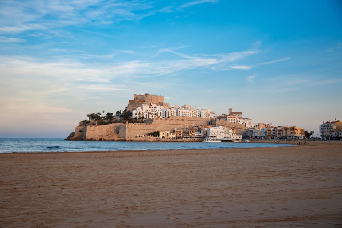 sea beach and peniscola castle spain