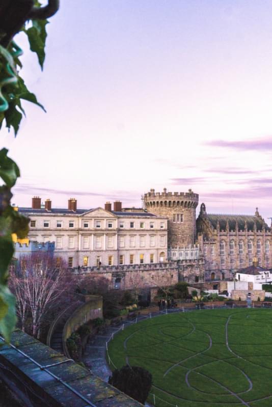 setting sun behind dublin