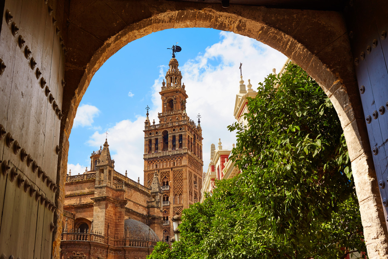seville cathedral giralda tower andalusia spain