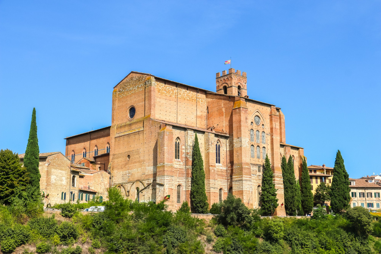 siena italy beautiful view catholic church basilica cateriniana san domenico siena