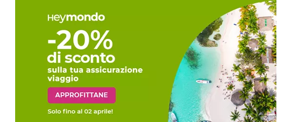 Sconto del 20% sulla assicurazione di viaggio