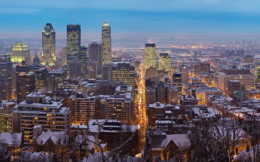 skyline montreal quebec canada at twilight