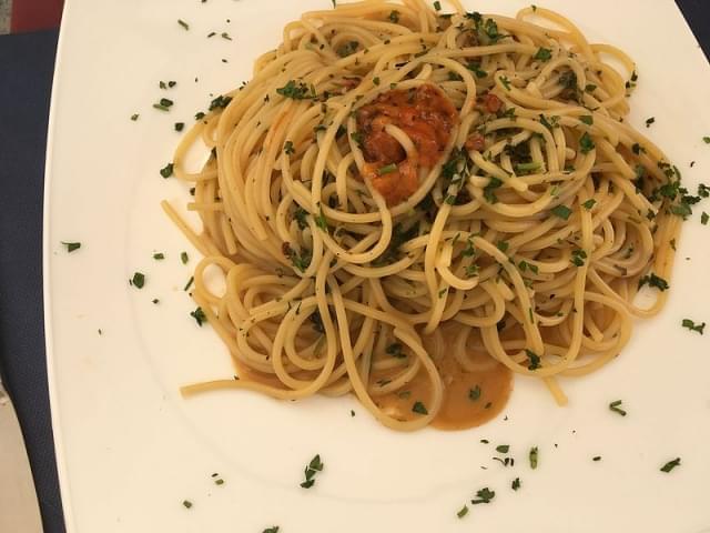 spaghetti con polpa di riccio