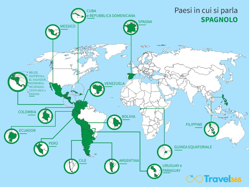 mappa paesi in cui si parla spagnolo