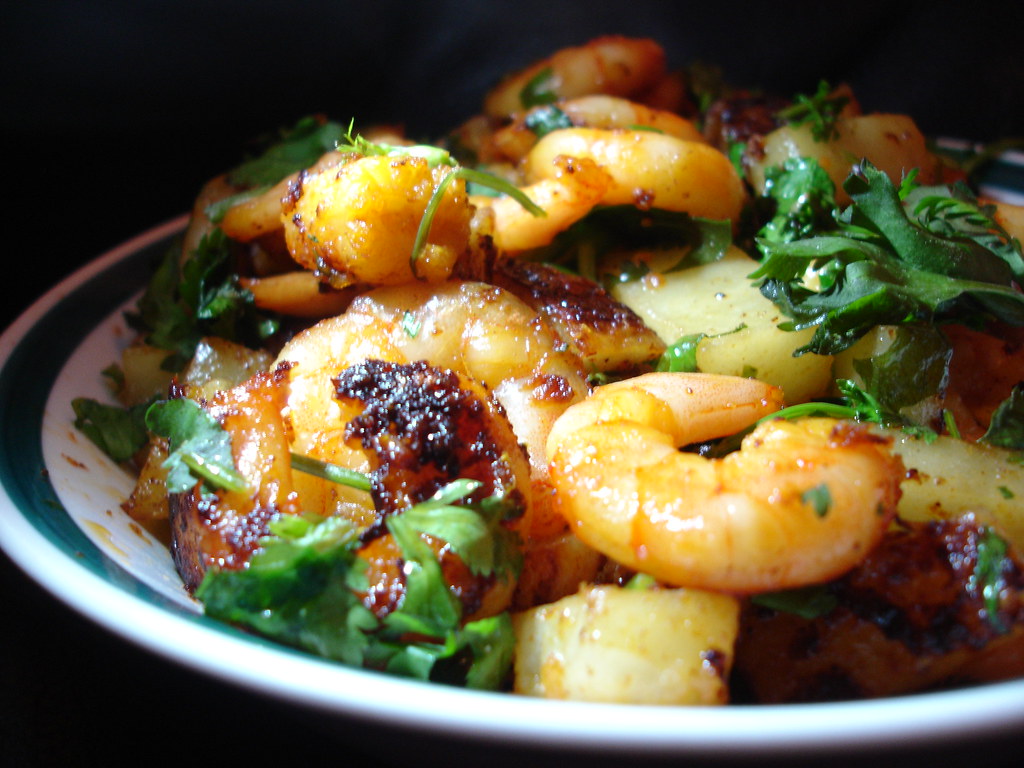spicy fried king prawns