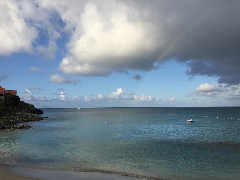 st maarten little bay with clouds