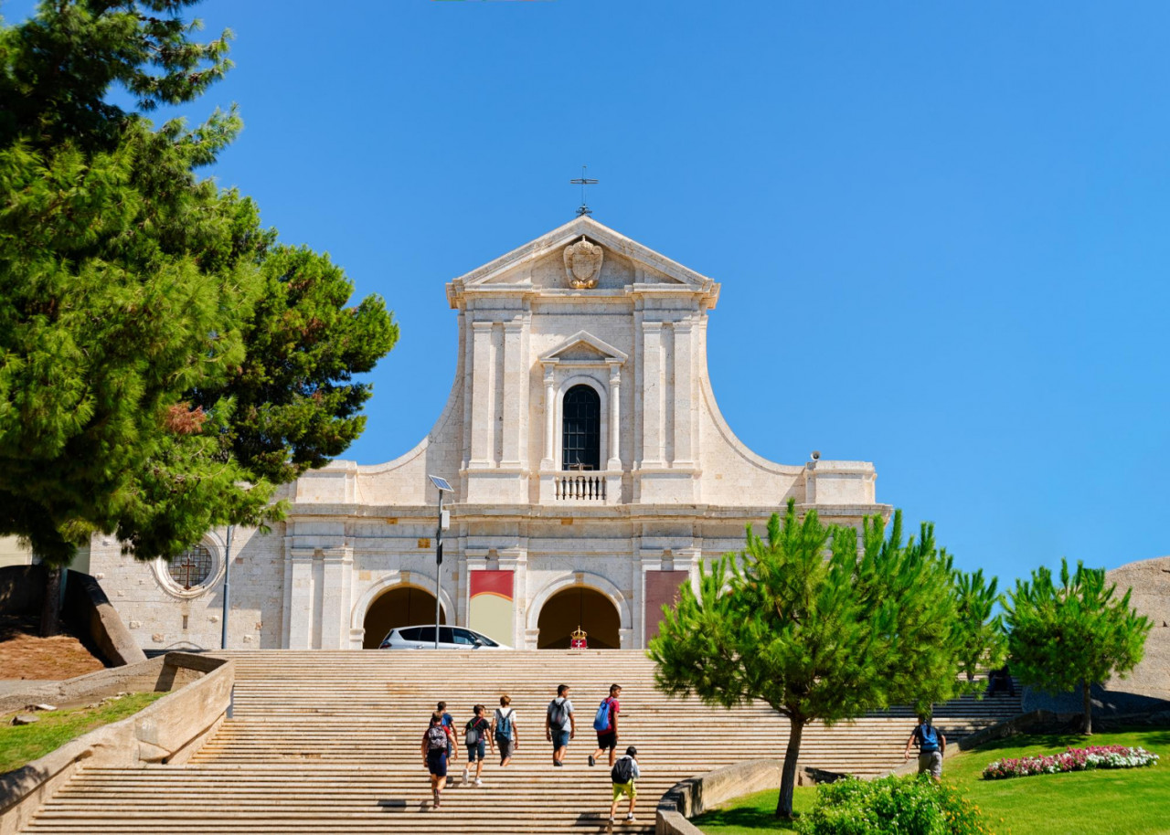 staircase chiesa bonaria church cagliari sardinia island italy basilica stairs