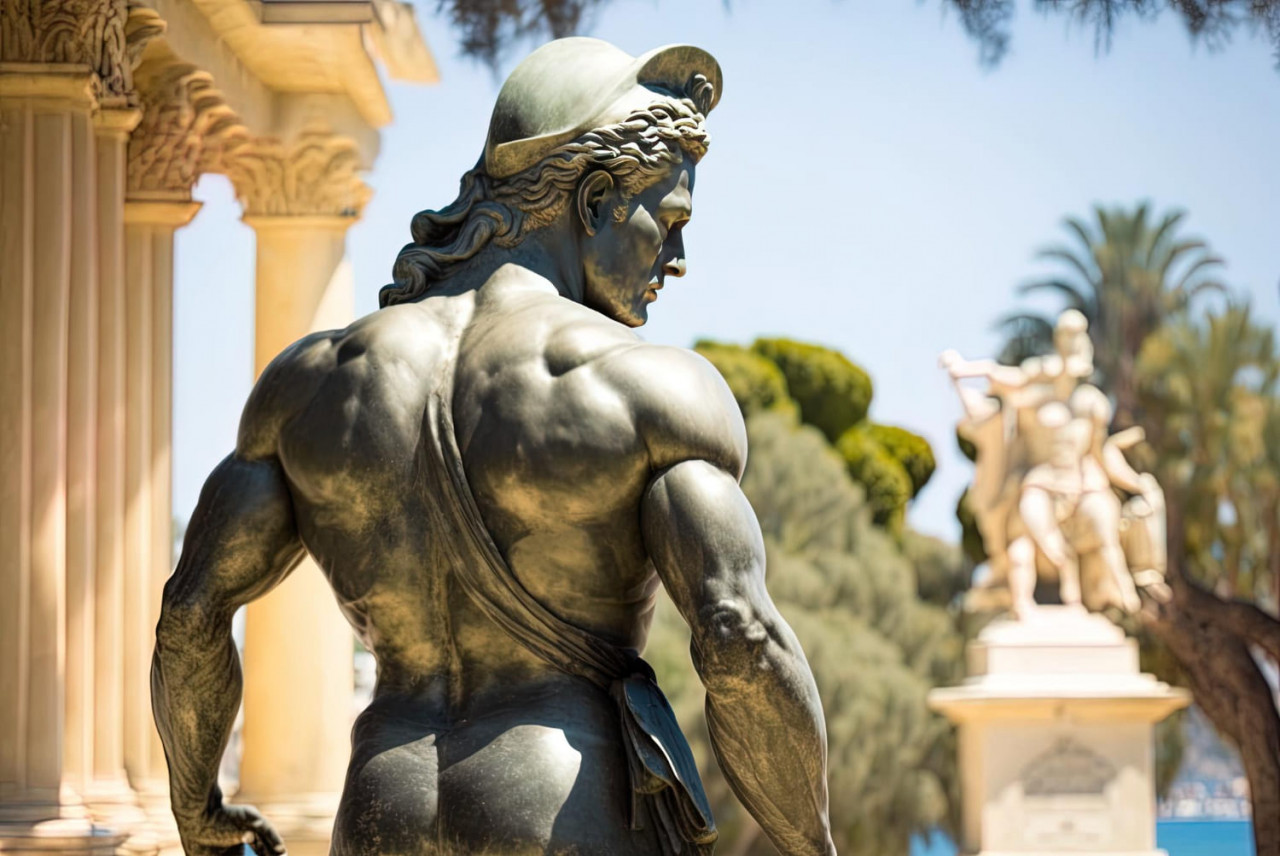 statua di achille palazzo di achilleion corfu grecia rovescio