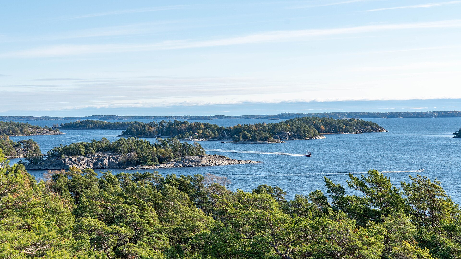 stockholm archipelago as seen from viewing tower platform in bjorno na