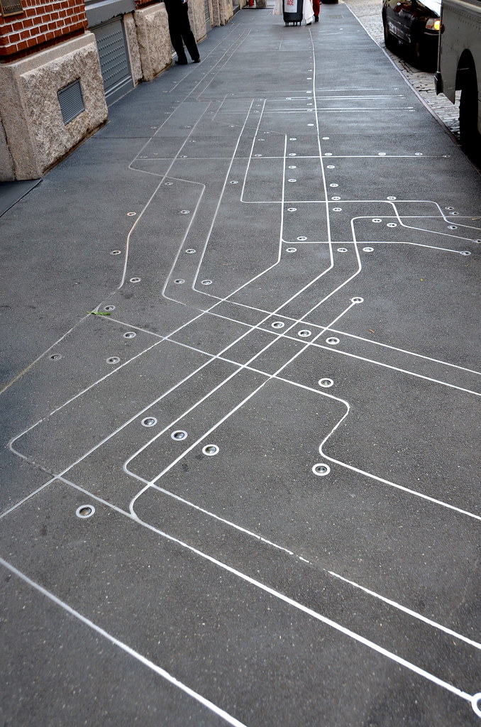 subway map floating on a nyc sidewalk